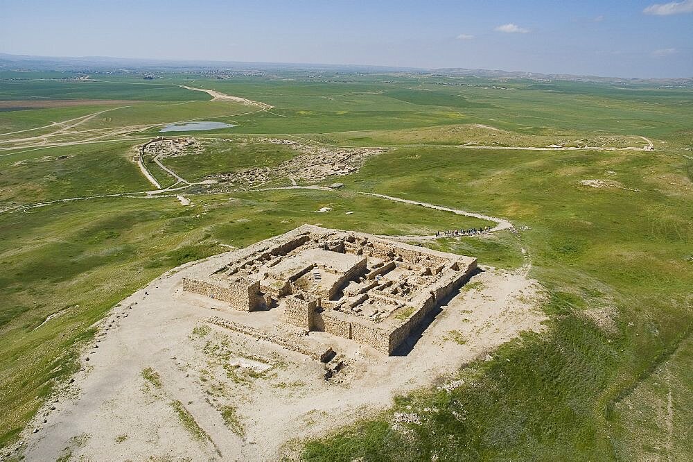 Aerial ruins of Tel Arad in the northern Negev, Israel