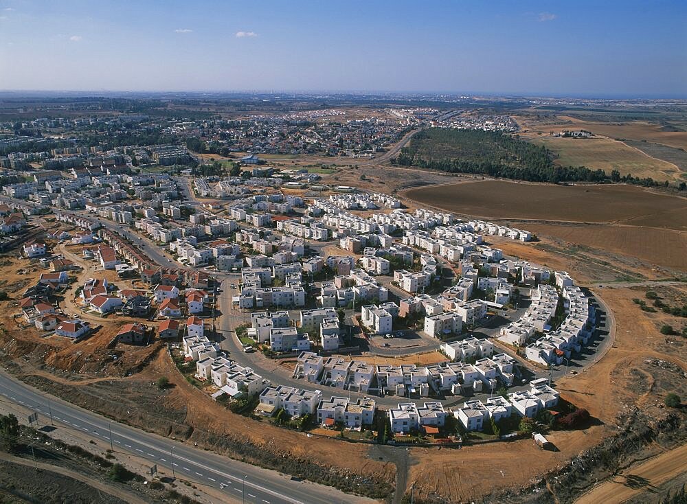 Aerial town of Sderot in the northwest Negev desert, Israel