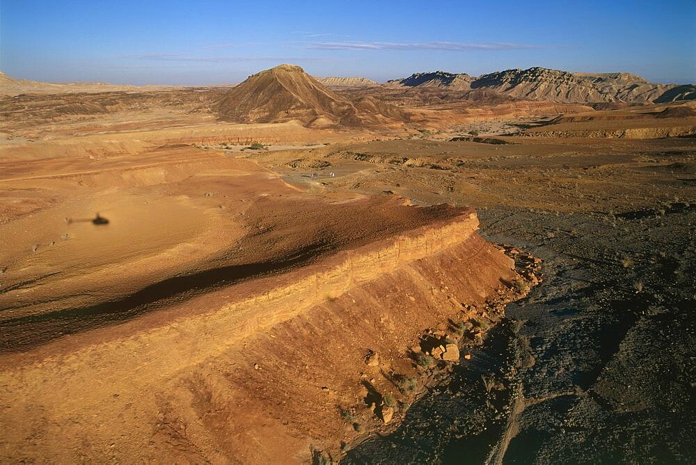 Aerial photograph of Saharonim's plain in the Negev desert, Israel