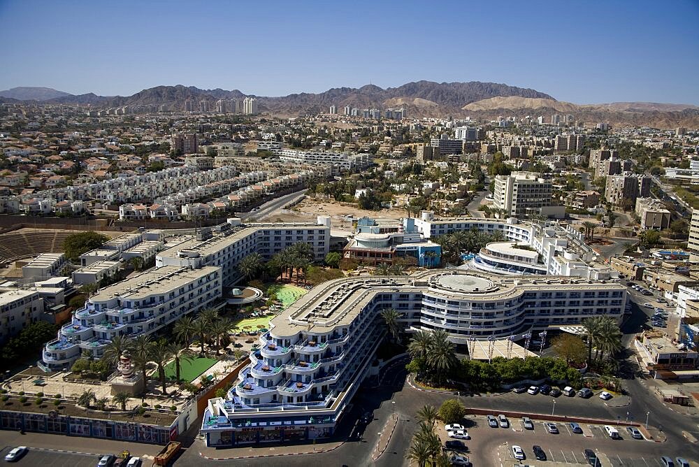 Aerial Hotels of the city of Eilat, Israel