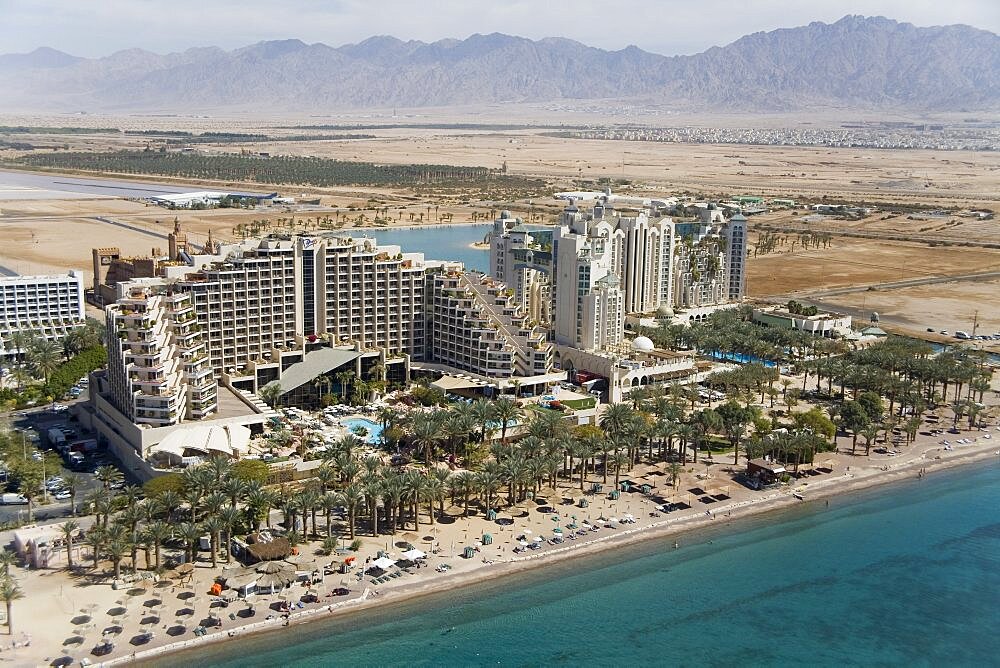 Aerial Hotels of the city of Eilat, Israel