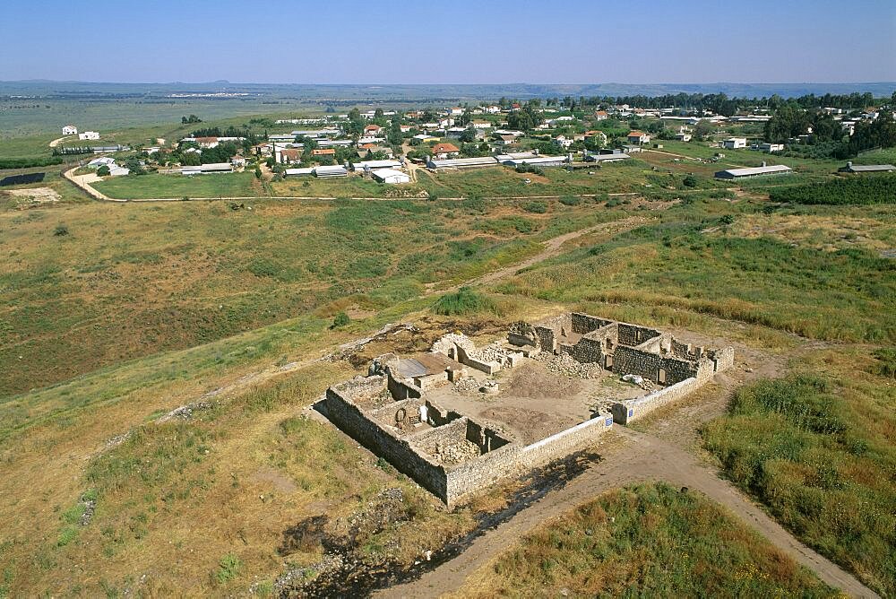 Aerial ruins of Yarda near the modern village of Mishmar Ha'yarden in the Upper Galilee, Israel