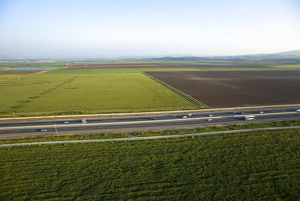 Aerial photograph of root 65 in the Jezreel valley, Israel