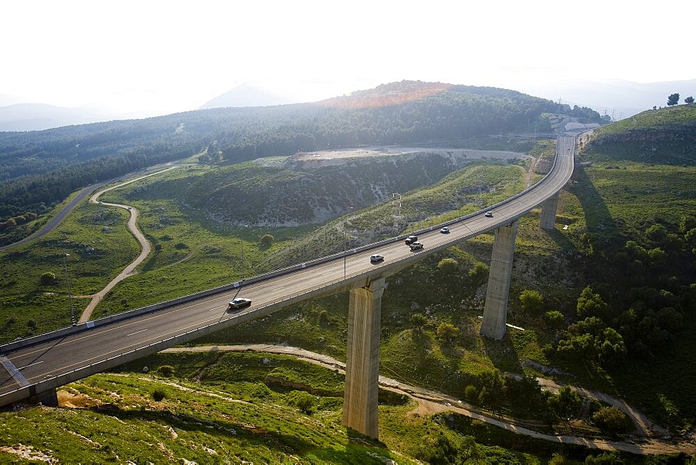 Aerial road to Zefat in the Upper Galilee, Israel