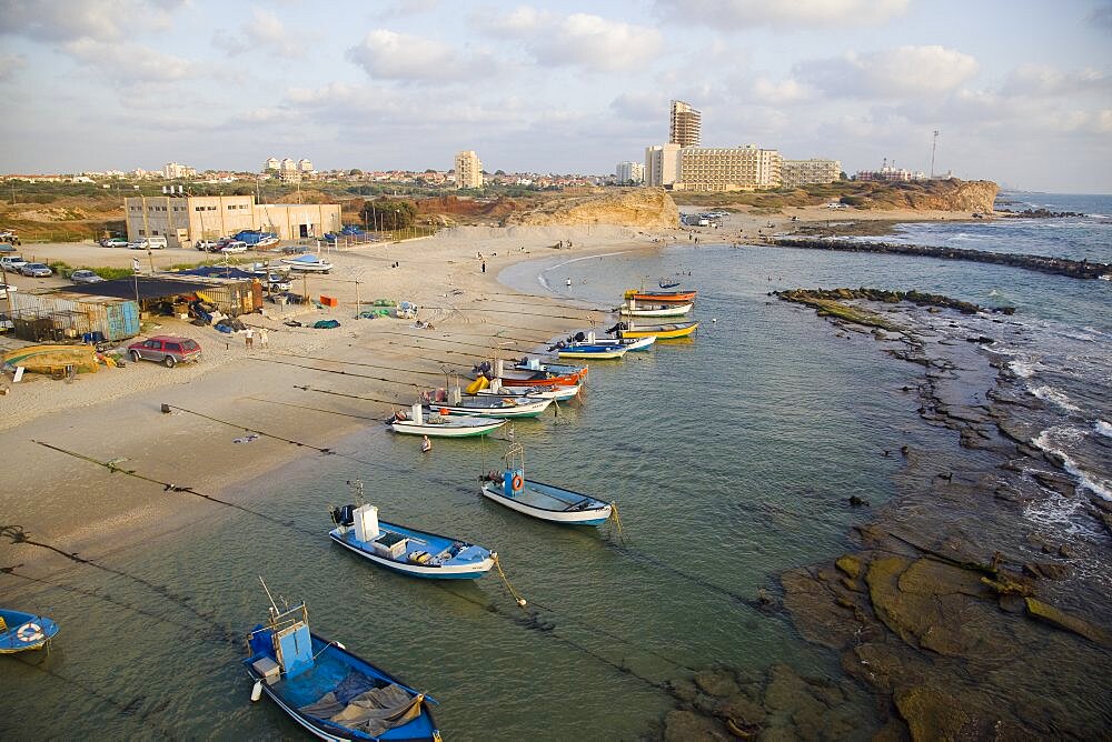 Aerial photograph of the coastline of Givat Olga in the Coastal plain, Israel