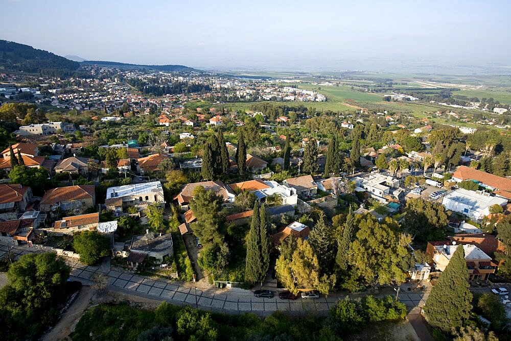 Aerial village of Rosh Pina in the Upper Galilee, Israel