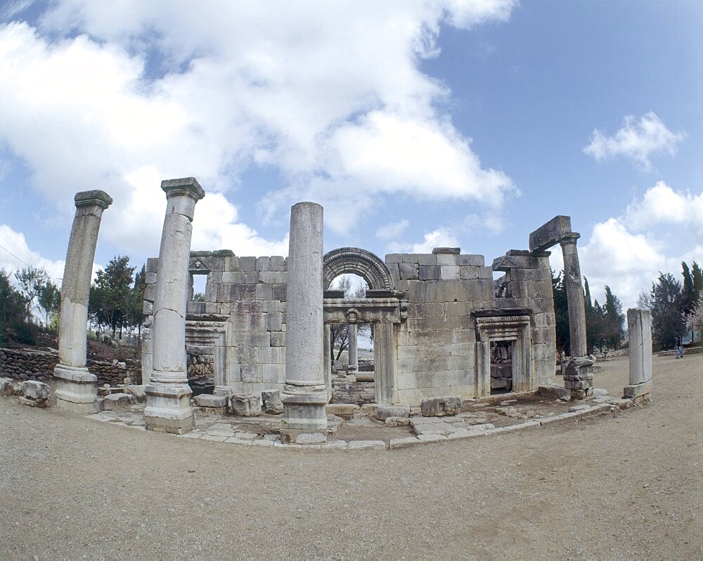 Photograph of the ruins of the ancient synagouge of Baram in the Upper Galilee, Israel