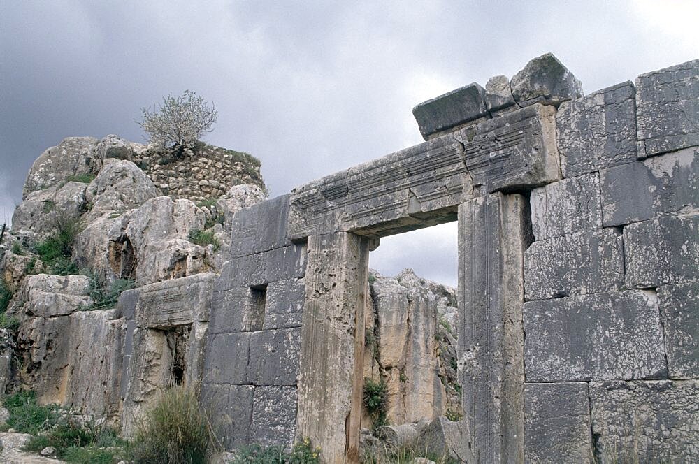 Photograph of the ruins of the ancient synagouge of Meiron in the Upper Galilee, Israel