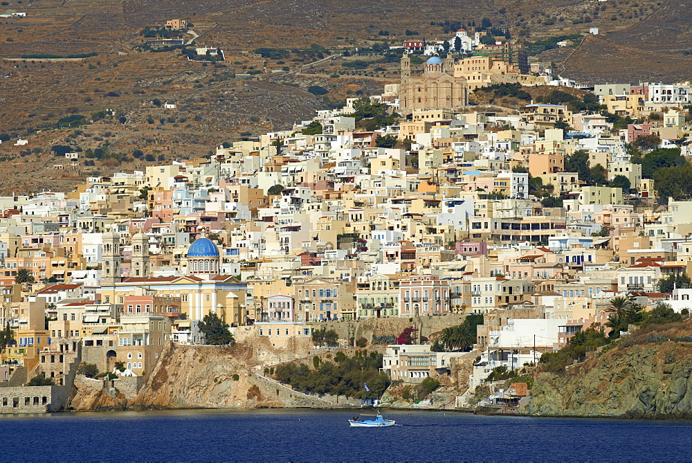 Ermoupoli (Khora) and Ano Syros, Syros Island, Cyclades, Greek Islands, Greece, Europe