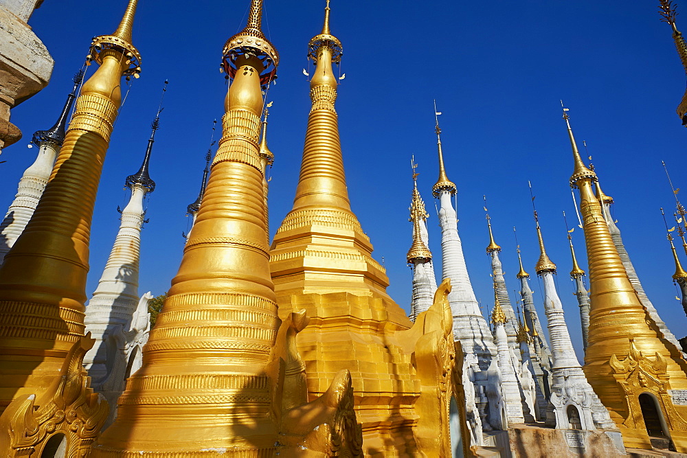 The 1045 stupas of Shwe Inn Thein temple, Inn Dein village, Inle Lake, Shan State, Myanmar (Burma), Asia