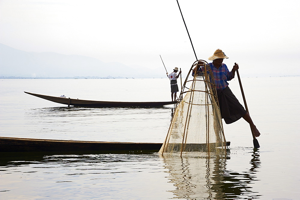 Fisherman on Inle Lake, Shan State, Myanmar (Burma), Asia