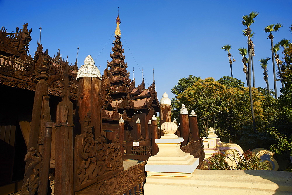 Kyaung Shwe In Bin teakwood temple and monastery, Mandalay, Myanmar (Burma), Asia