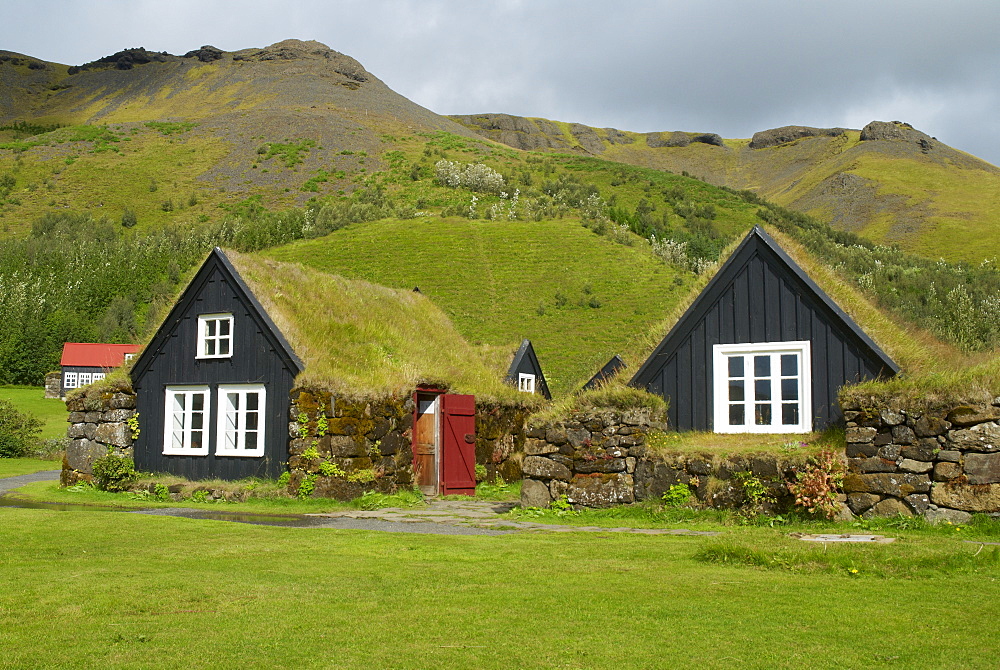 Ancient traditional farm, Skogar, Iceland, Polar Regions