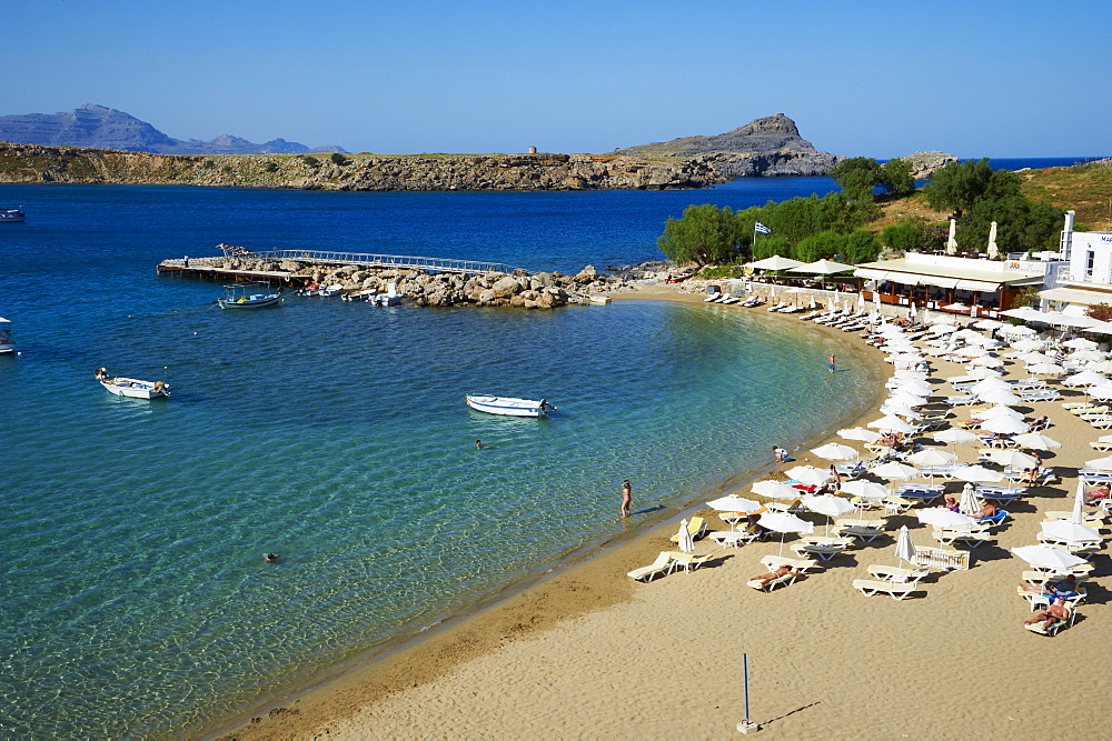 Lindos Beach, Lindos, Rhodes, Dodecanese, Greek Islands, Greece, Europe