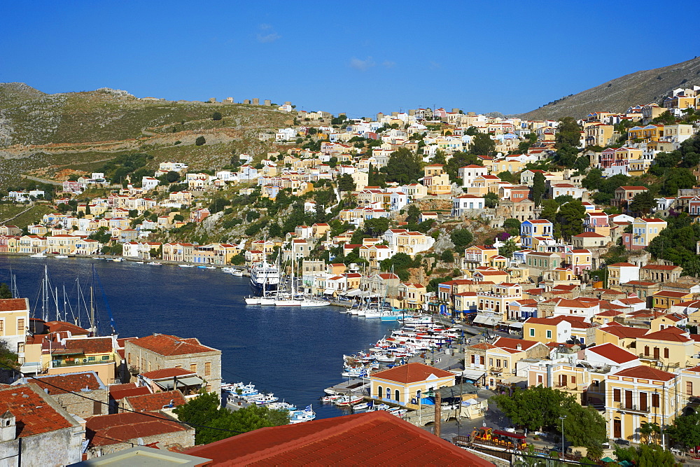 Gialos harbour, Symi, Dodecanese, Greek Islands, Greece, Europe