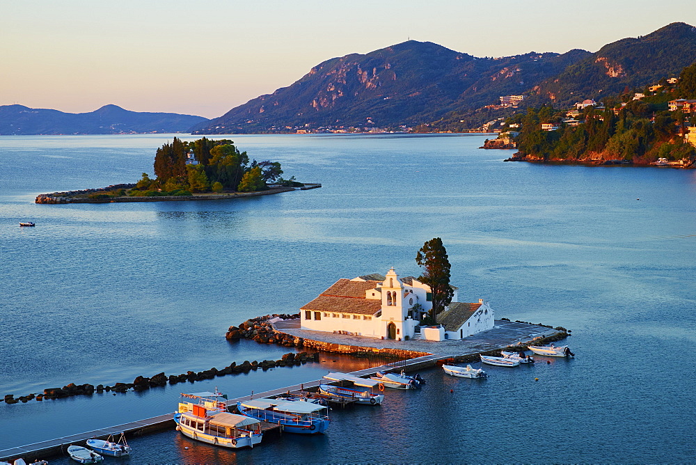 Vlacherna Monastery, Kanoni, Corfu, Ionian Islands, Greek Islands, Greece, Europe