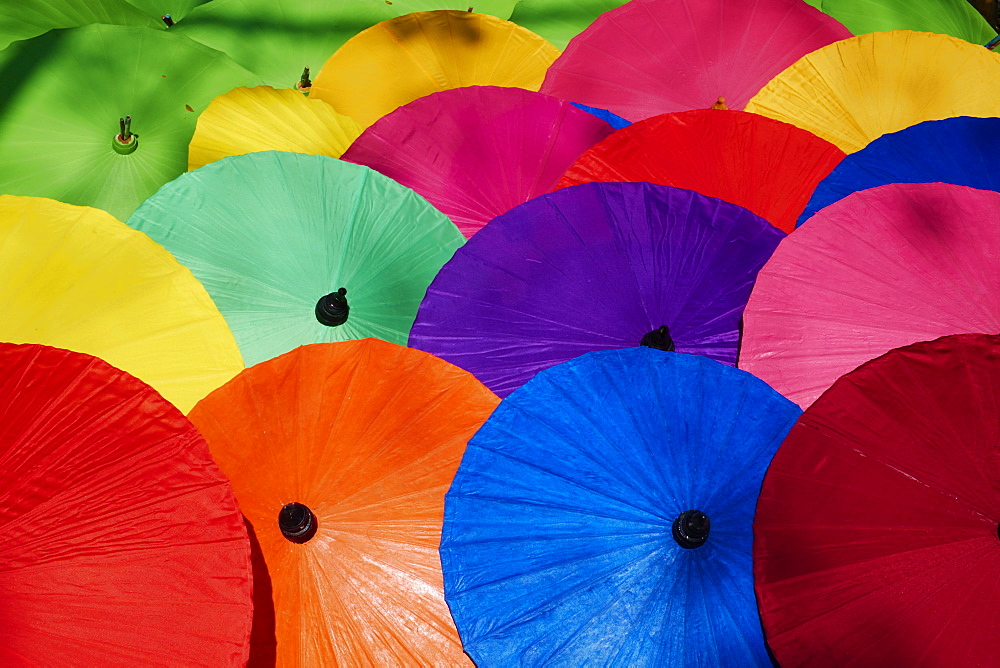 Umbrellas at Borsang Handicraft Village, Chiang Mai, Thailand, Southeast Asia, Asia