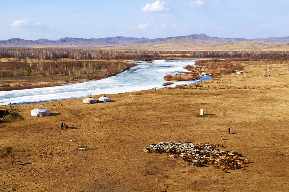 Winter landscape, Province of Arhangai, Mongolia, Central Asia, Asia