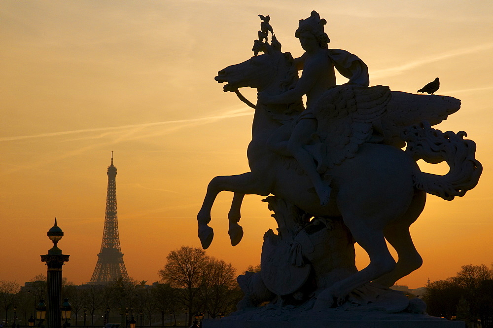 Place de la Concorde and Eiffel Tower, Paris, France, Europe