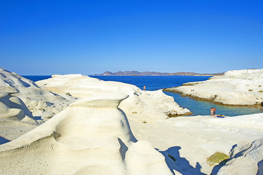 Sarakiniko lunar landscape, Sarakiniko beach, Milos, Cyclades Islands, Greek Islands, Aegean Sea, Greece, Europe