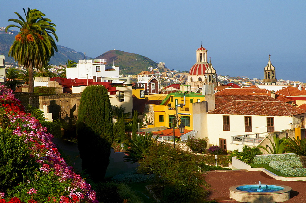 Church and town, La Orotava, Tenerife, Canary Islands, Spain, Europe