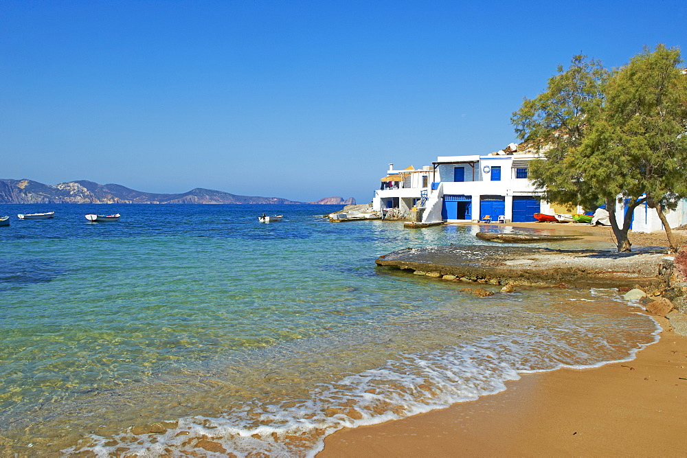 Fishing village of Fourkovouni, Milos, Cyclades Islands, Greek Islands, Aegean Sea, Greece, Europe