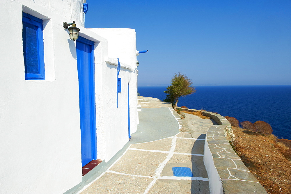 Blue door and shutters, Kastro village, Sifnos, Cyclades Islands, Greek Islands, Aegean Sea, Greece, Europe