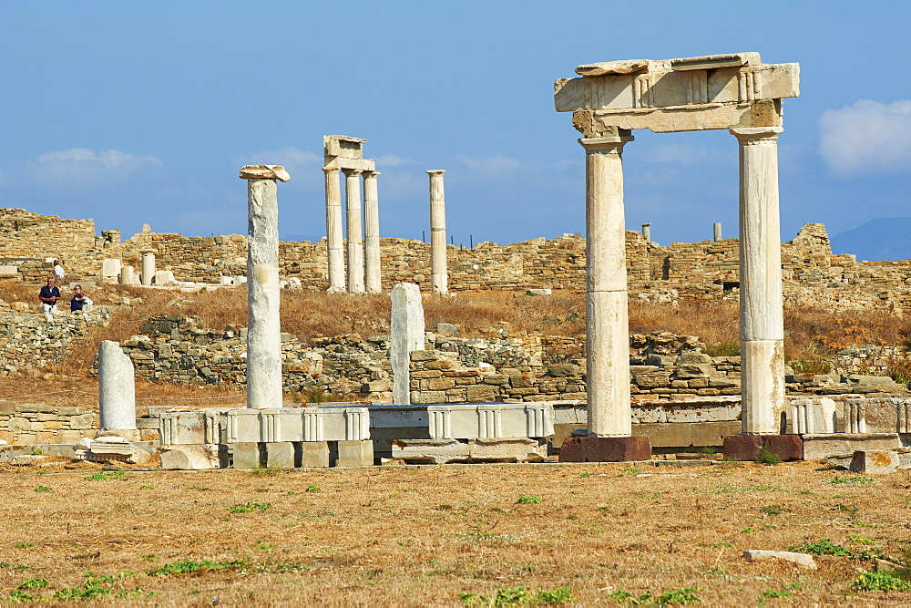 Agora of the Italians, Delos, UNESCO World Heritage Site, Cyclades Islands, Greek Islands, Greece, Europe