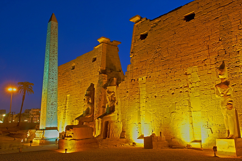 Obelisk of Ramesses II and pylons, Temple of Luxor, Thebes, UNESCO World Heritage Site, Egypt, North Africa, Africa