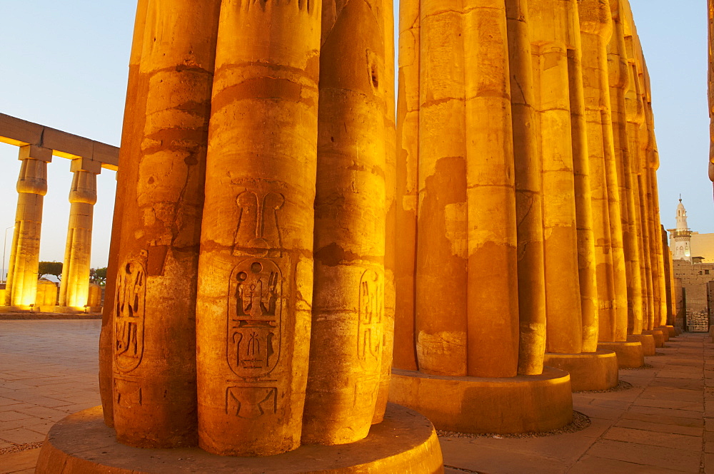 Colonnades, pillars of stone, Temple of Luxor, Thebes, UNESCO World Heritage Site, Egypt, North Africa, Africa