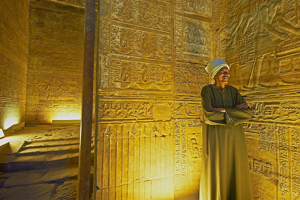 Bas relief on the walls of the Temple of Horus, Edfu, Egypt, North Africa, Africa