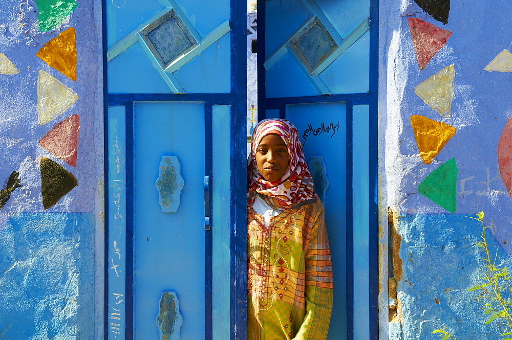 Nubian painted village near Aswan, Egypt, North Africa, Africa