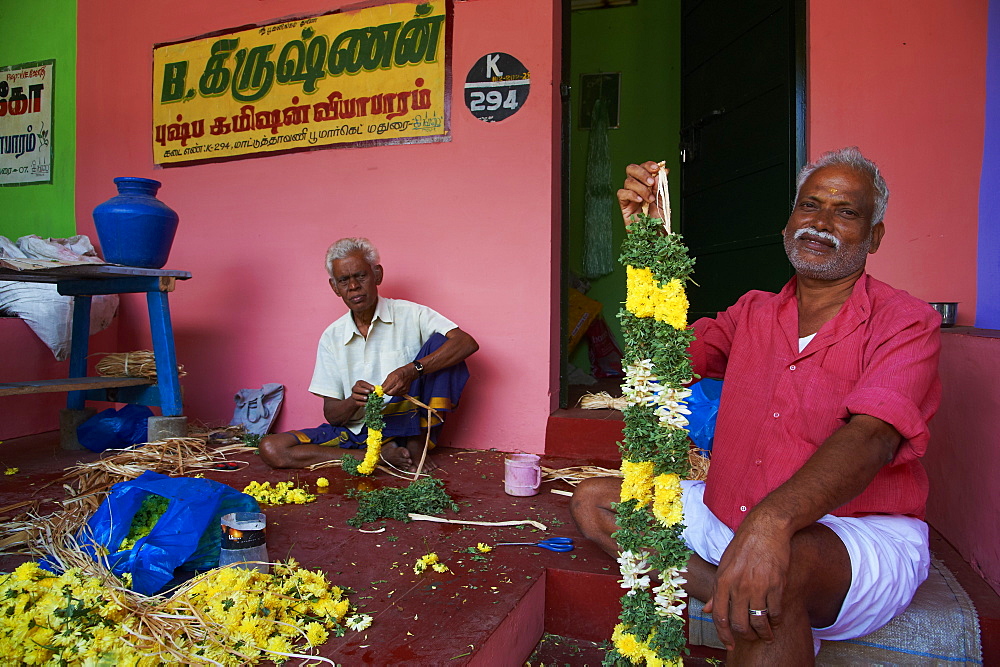 Flower market, Madurai, Tamil Nadu, India, Asia