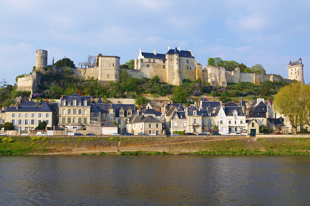 La Vienne River and Chateau de Chinon, Indre et Loire, France, Europe