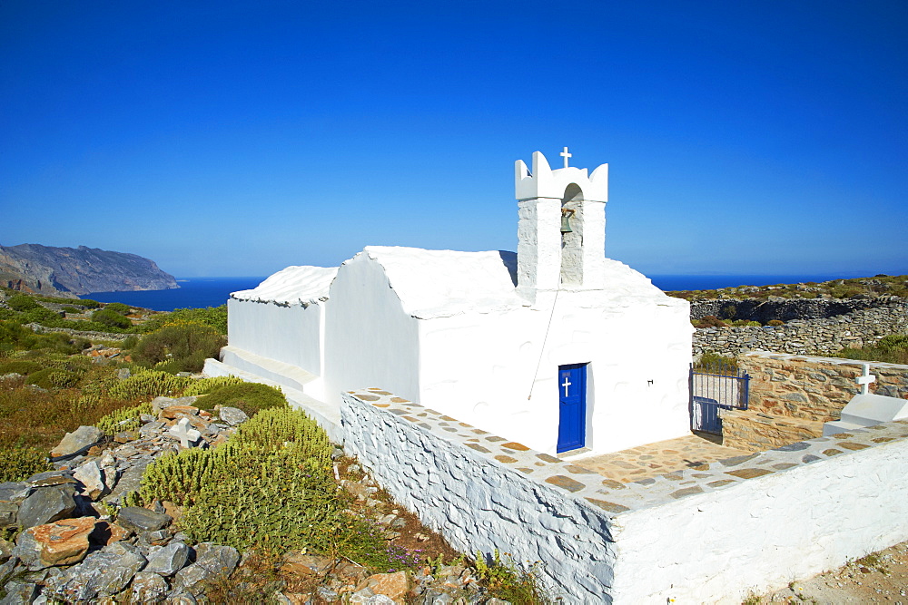 Church, Asfodilitis village, Amorgos, Cyclades, Aegean, Greek Islands, Greece, Europe