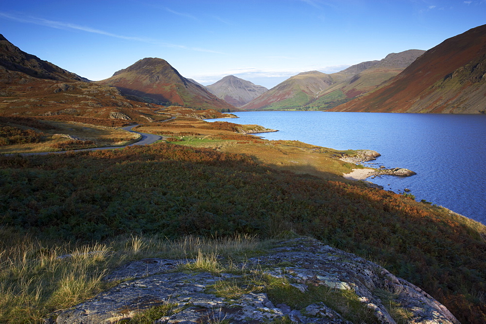 Wastwater and Wasdale on a beautiful autumn evening in the Lake District National Park, Cumbria, England, United Kingdom, Europe