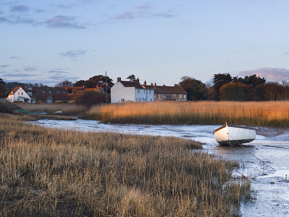 A winter morning view of Brancaster Staithe, Norfolk, England, United Kingdom, Europe