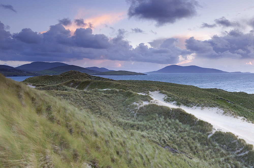 The North coast viewed from the dunes at Luskentyre, Isle of Harris, Outer Hebrides, Scotland, United Kingdom, Europe