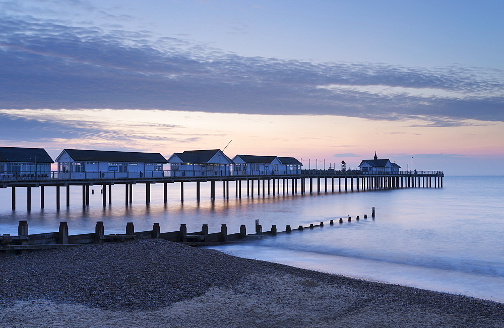 A summer morning view of the Pier at Southwold, Suffolk, England, United Kingdom, Europe