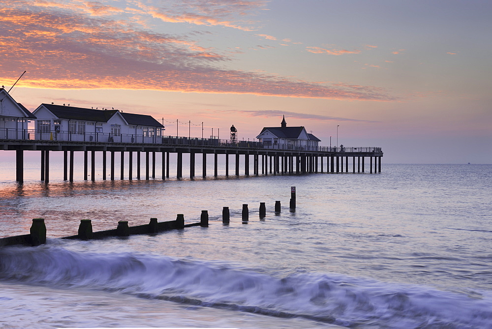 A summer morning view of the Pier at Southwold, Suffolk, England, United Kingdom, Europe