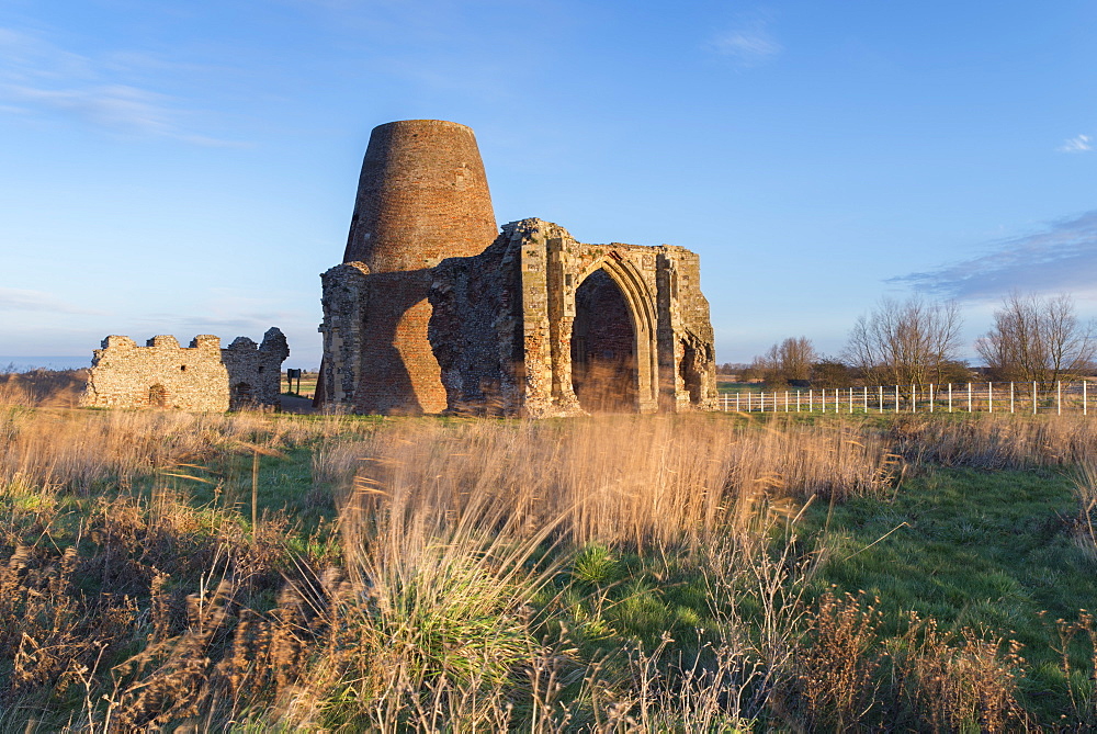 A view of St Benet's Abbey in the Norfolk Broads, Norfolk, England, United Kingdom, Europe