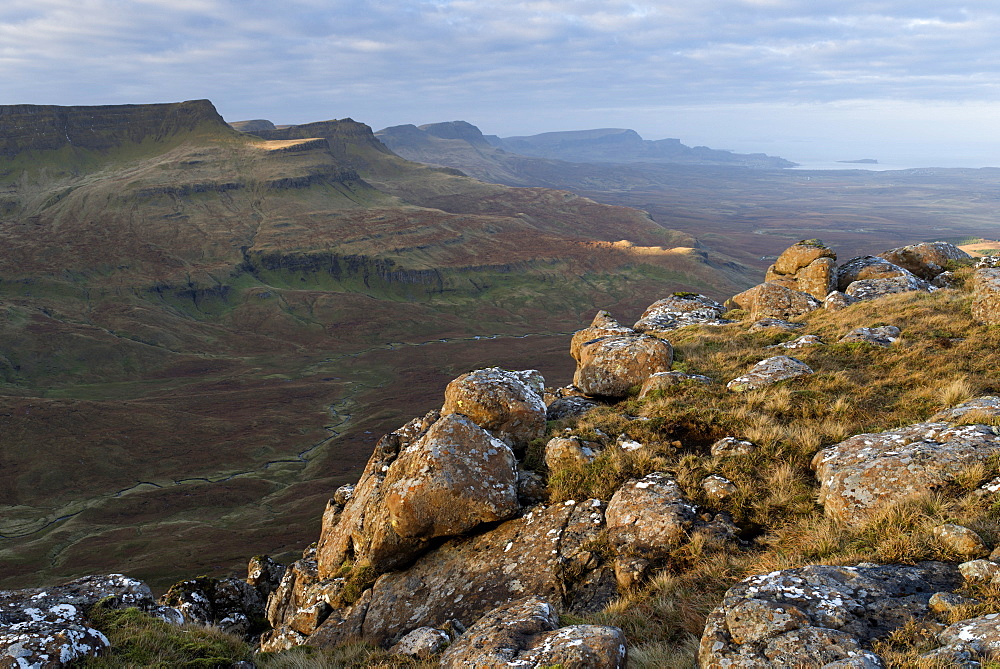 A view northwards along the Trotternish ridge, Isle of Skye, Inner Hebrides, Scotland, United Kingdom, Europe