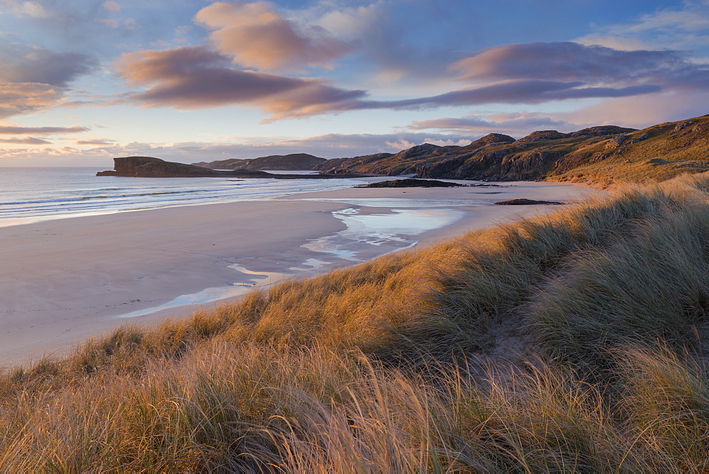 The beach at low tide at Oldshoremore, Sutherland, Scotland, United Kingdom, Europe