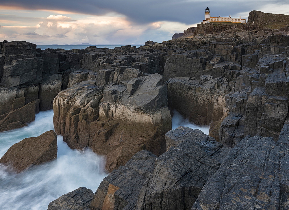 The dramatic coastline and lighthouse at Neist Point, Isle of Skye, Inner Hebrides, Scotland, United Kingdom, Europe