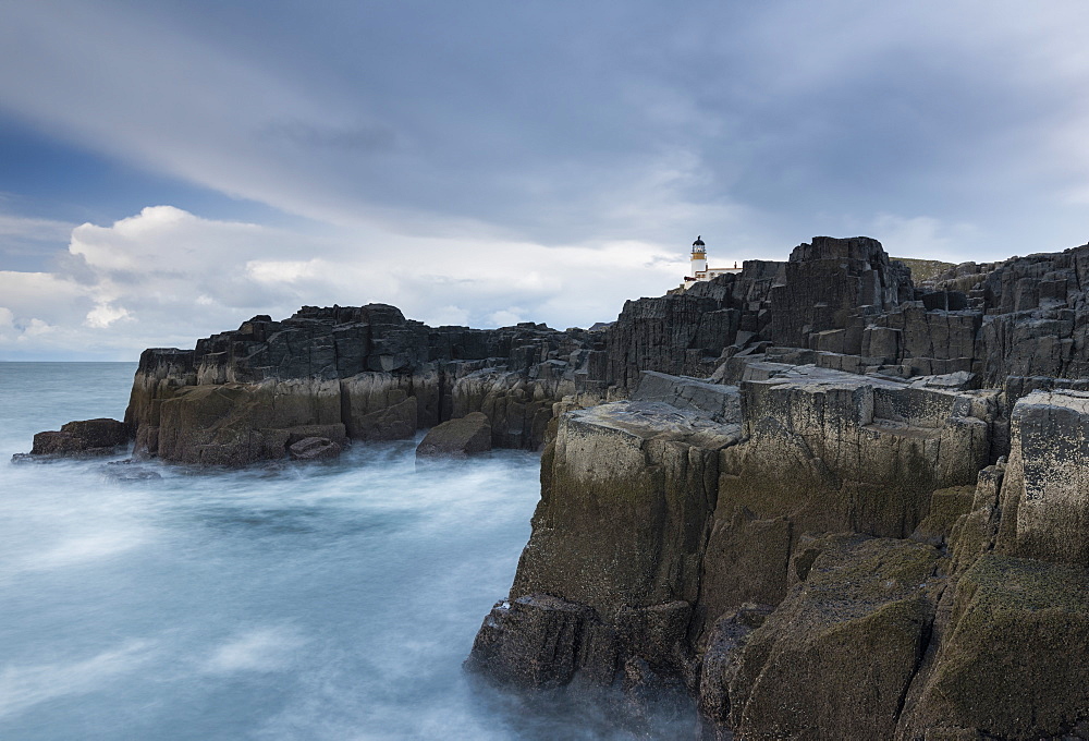 The dramatic coastline and lighthouse at Neist Point, Isle of Skye, Inner Hebrides, Scotland, United Kingdom, Europe