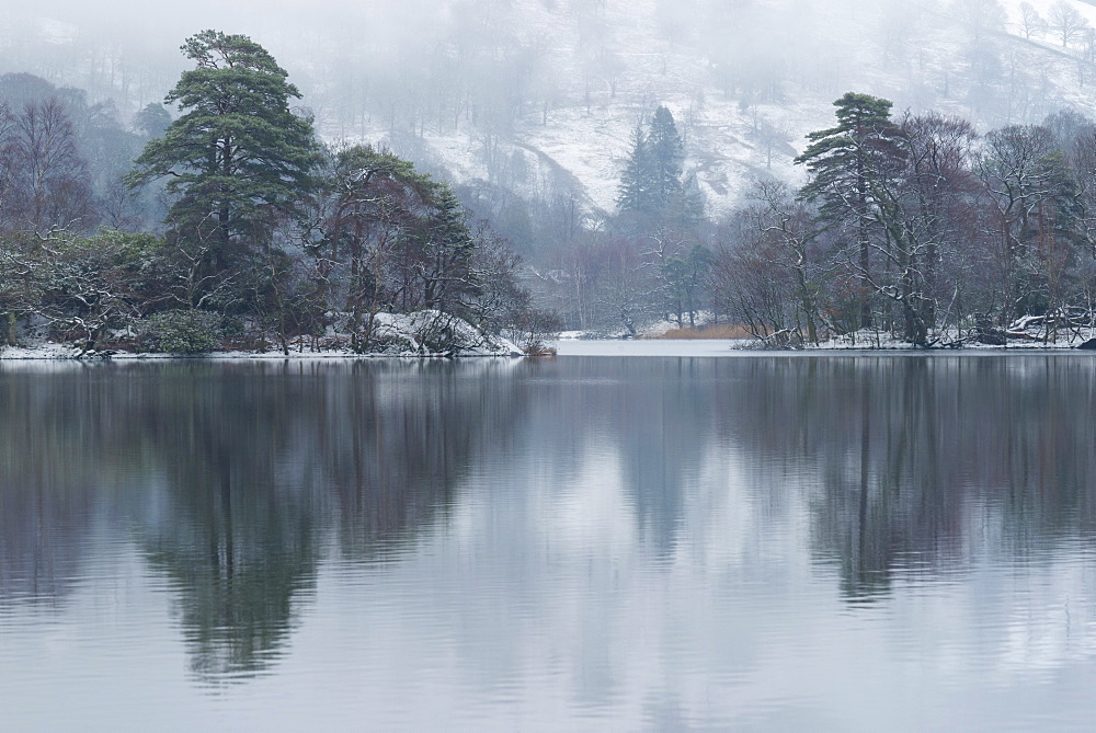 A winter scene at Rydal Water, Lake District National Park, Cumbria, England, United Kingdom, Europe