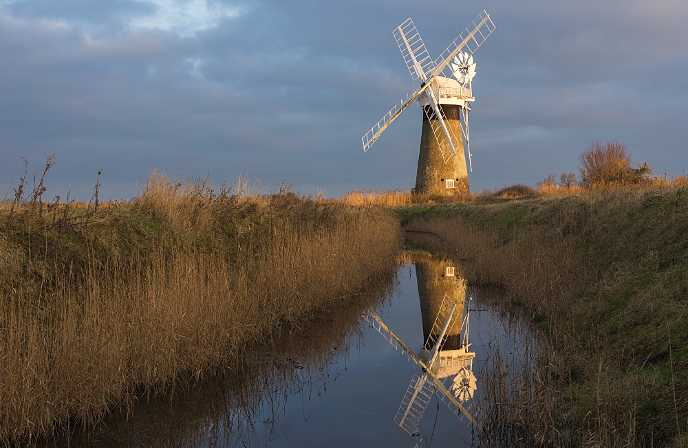 Beautiful early light on St. Benet's Mill, Norfolk, England, United Kingdom, Europe