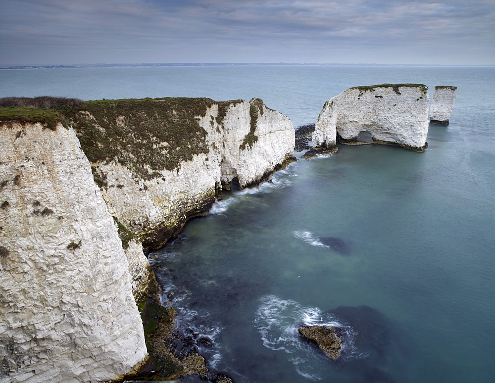 The beautiful cliffs and sea stacks of Old Harry Rocks, Jurassic Coast, UNESCO World heritage Site, Dorset, England, United Kingdom, Europe