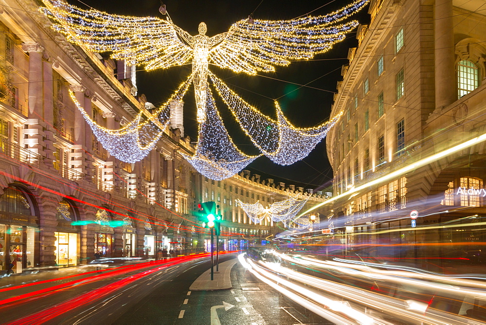 Christmas Lights on Regent Street, Westminster, London, England, United Kingdom, Europe