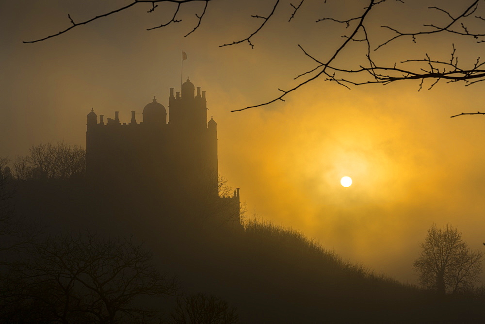 Bolsover Castle sunset, Bolsover, North Derbyshire, England, United Kingdom, Europe